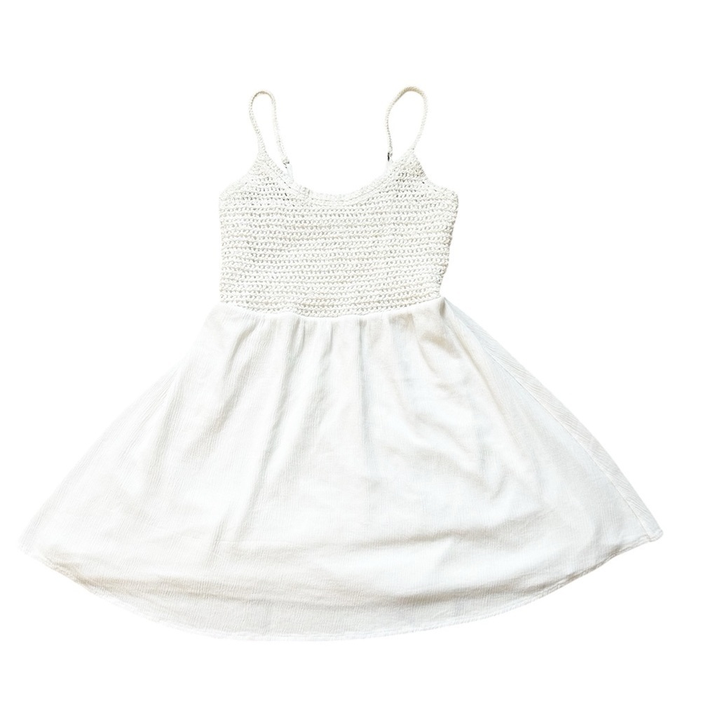 White Garage Dress Crochet Bodice Cami Dress Size Small Flowy Boho Vacation